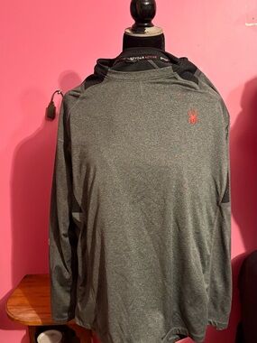 Spyder Men's Gray Performance Hoodie with Red Logo